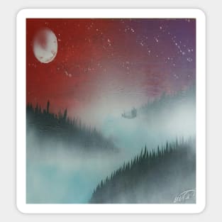 Misty pine river Sticker